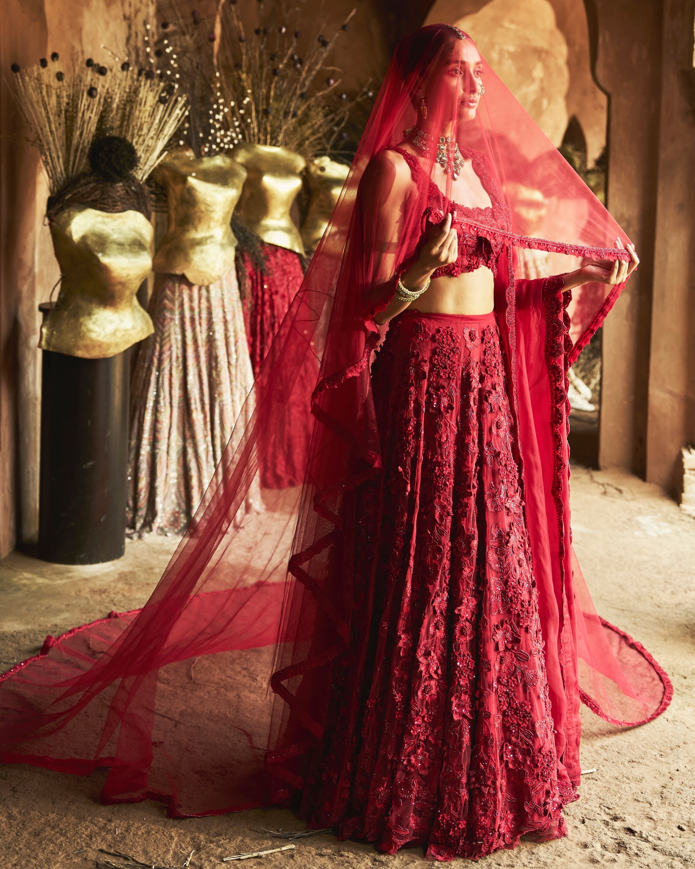 Crimson Rose Lehenga Set By KYNAH, Luxury Indian Fashion & Bridal Wear