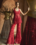 Fiery Blossem Peplum Set By KYNAH, Luxury Indian Fashion & Bridal Wear