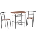 3-Piece Oval Dining Set with Wine Rack for Small Spaces, Black and Natural