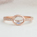 Rose Cut Oval Lab Grown Accent Diamond  Ring