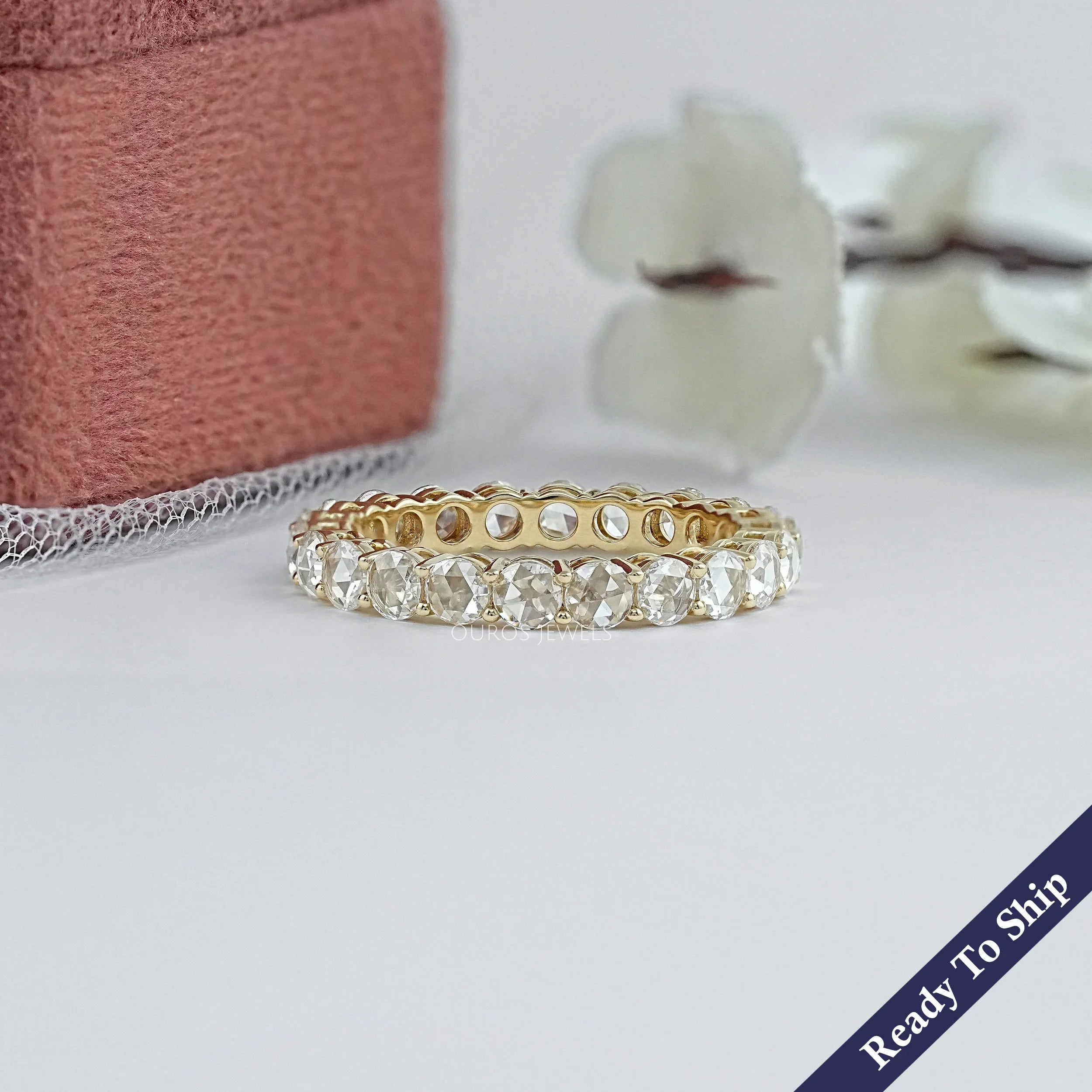 Rose Cut Round Diamond Eternity Wedding Band