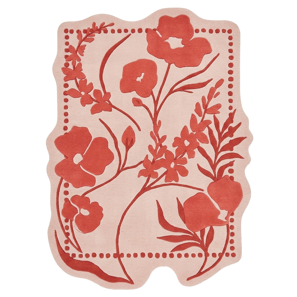 Rose Botanical Frame Hand Tufted Rug