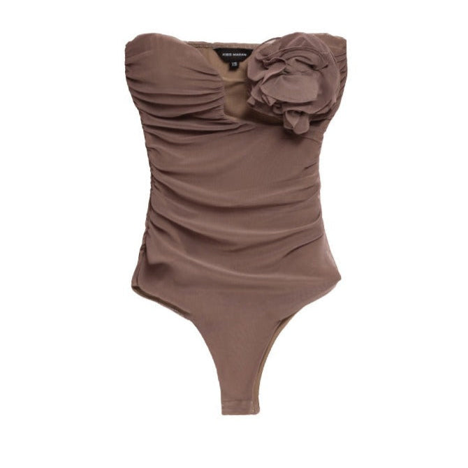 Bustier Body With A Flower | Brown