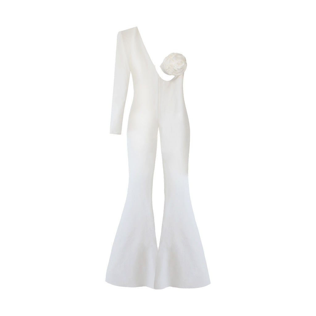 Catsuit With A Rose Applique | Ecru