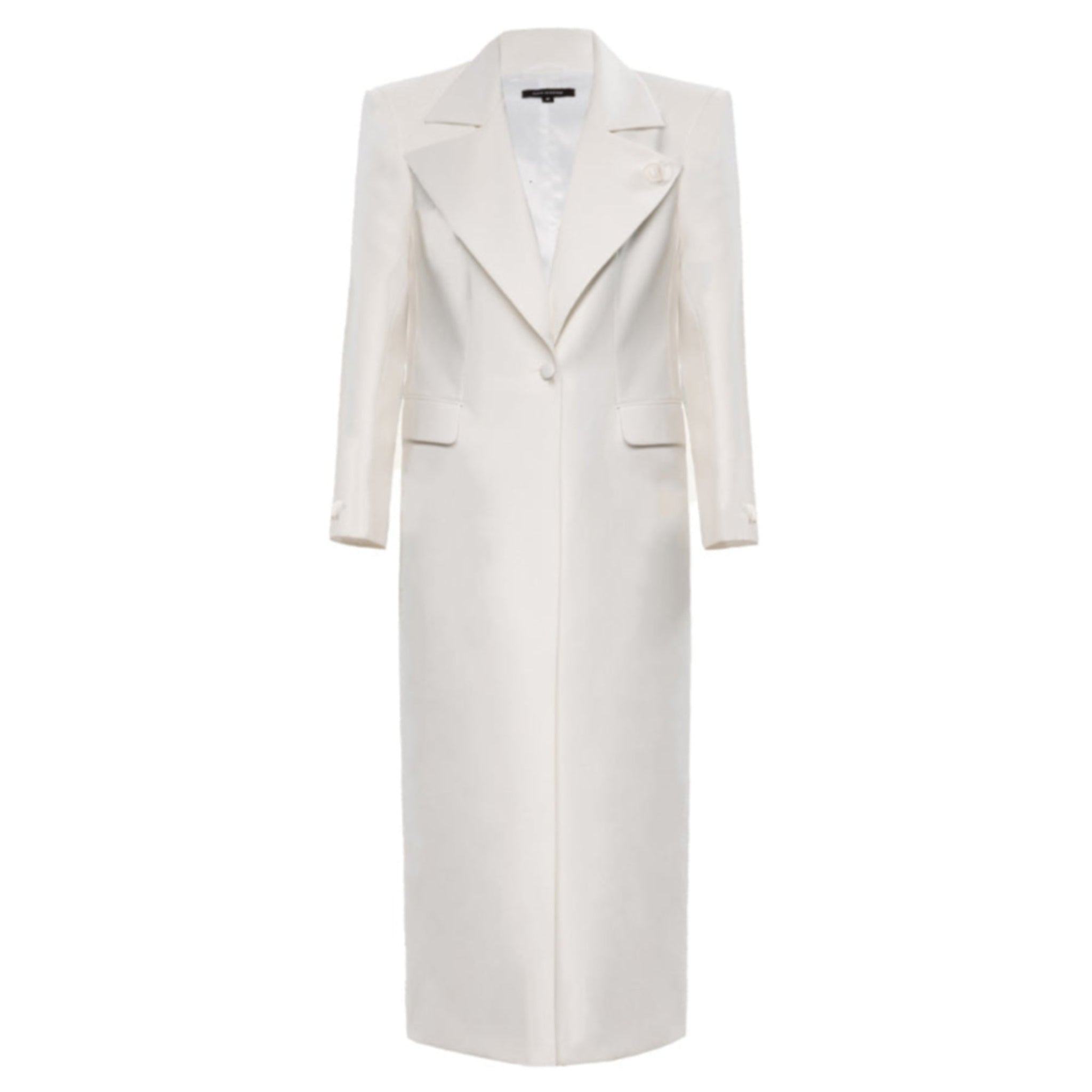 Rose Buttons Maxi Coat | Ecru