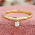 Bezel Set Round Diamond Dangle Ring