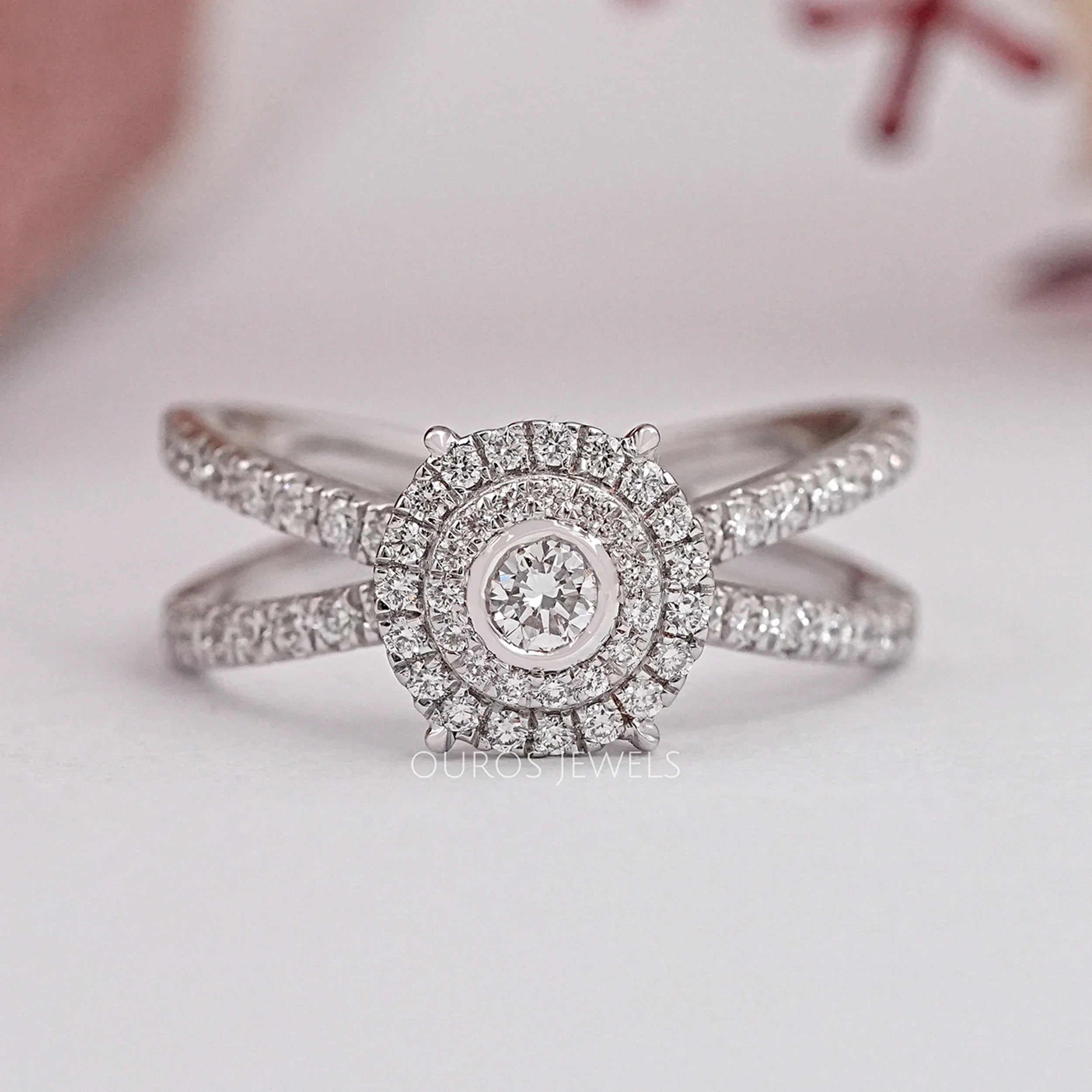 Round Diamond Crossover Ring