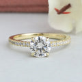 Round Cut Hidden Halo Solitaire Accent Engagement Ring