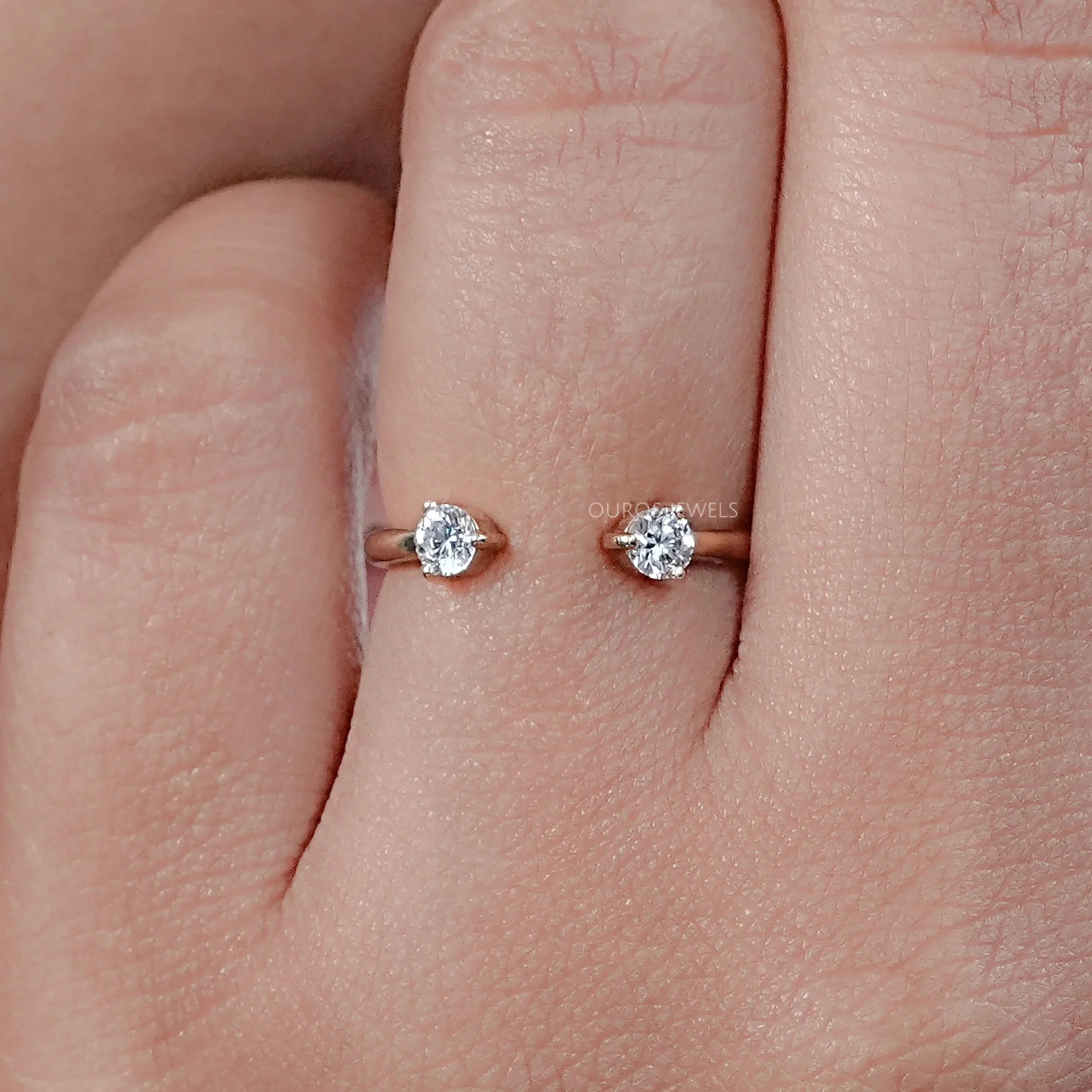 Round Lab Diamond Open Cuff Wedding Ring