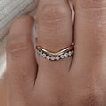 Round Lab Diamond Double Wave Curved Band