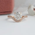 Round Diamond Accent Curved Set Ring