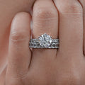 Round Lab Diamond Solitaire Accent Bridal Ring Set