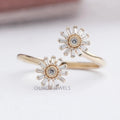 Two Flower Shape Tapered Baguette Cut Lab  Diamond  Bypass Ring