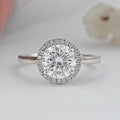 Round Brilliant Cut Halo Diamond Solitaire Engagement Ring
