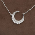 Round Cut Lab Diamond Crescent Moon Pendant