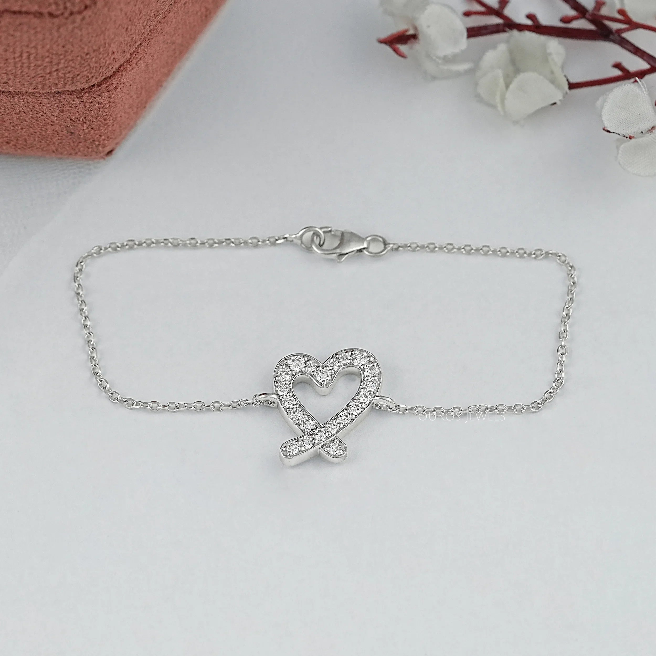 Round Diamond Open Heart Bracelet