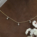 Round Diamond Drop Station Necklace
