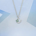 Round Green Gemstone Leaf Charm Pendant