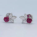Ruby Round  And Marquise Lab Diamond Stud Earrings