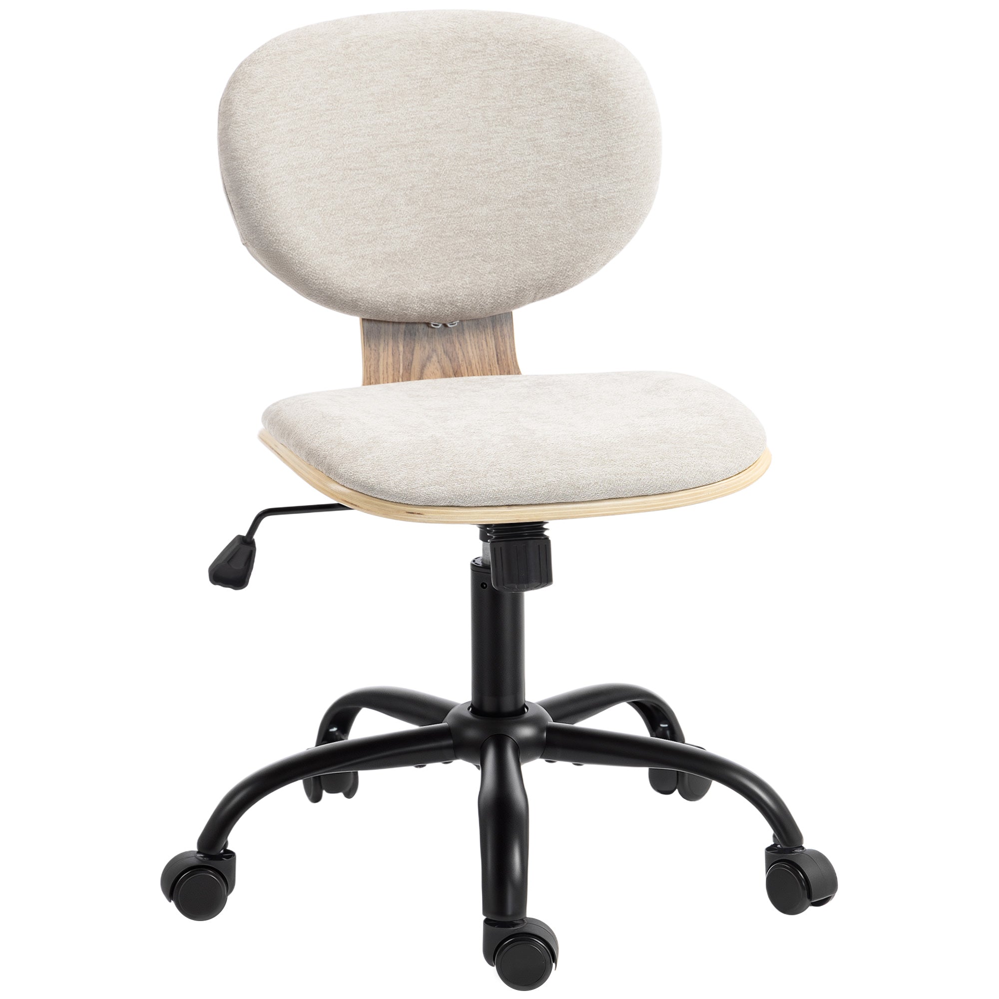 Ergonomic Home Office Chair with Rocking Function, Adjustable Height & Curved Back Support, Light Grey