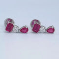 Ruby Emerald And Pear Gemstone Drop Earrings