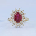 Ruby Gemstone Halo Diamond Engagement Ring