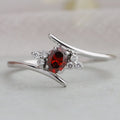 Red Oval Cut Lab Diamond  Bypass Ring