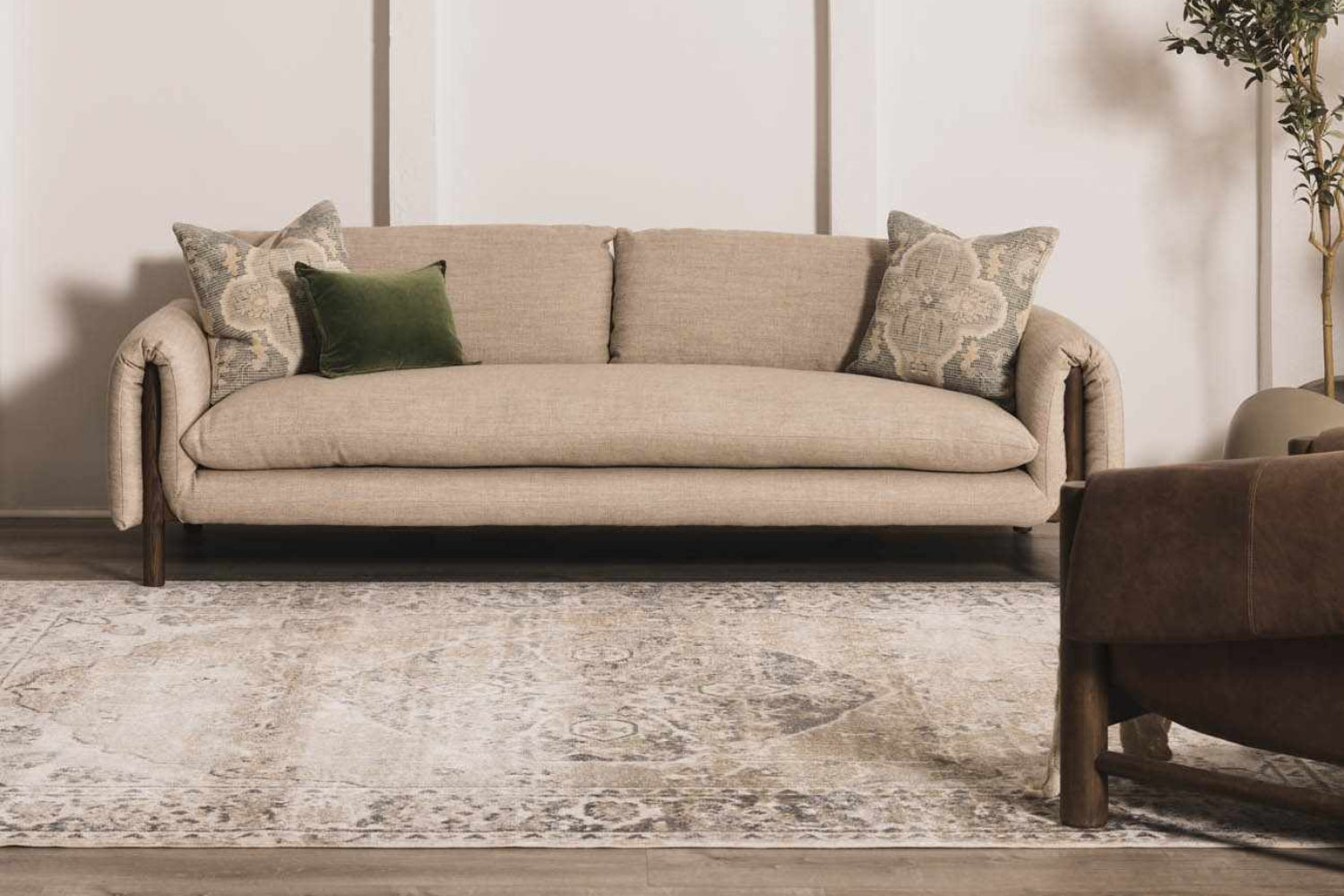 Rudo Beige Flat Pile Washable Rug