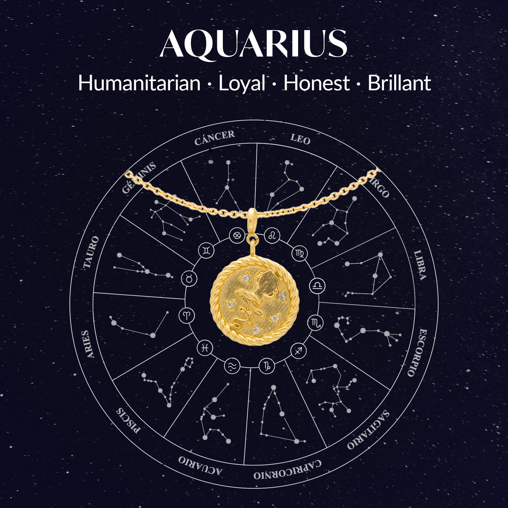 Cadena Birthstone Acuario