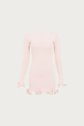 Ruffle Hem Mini Dress (Pale Pink)