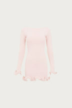 Ruffle Hem Mini Dress (Pale Pink)