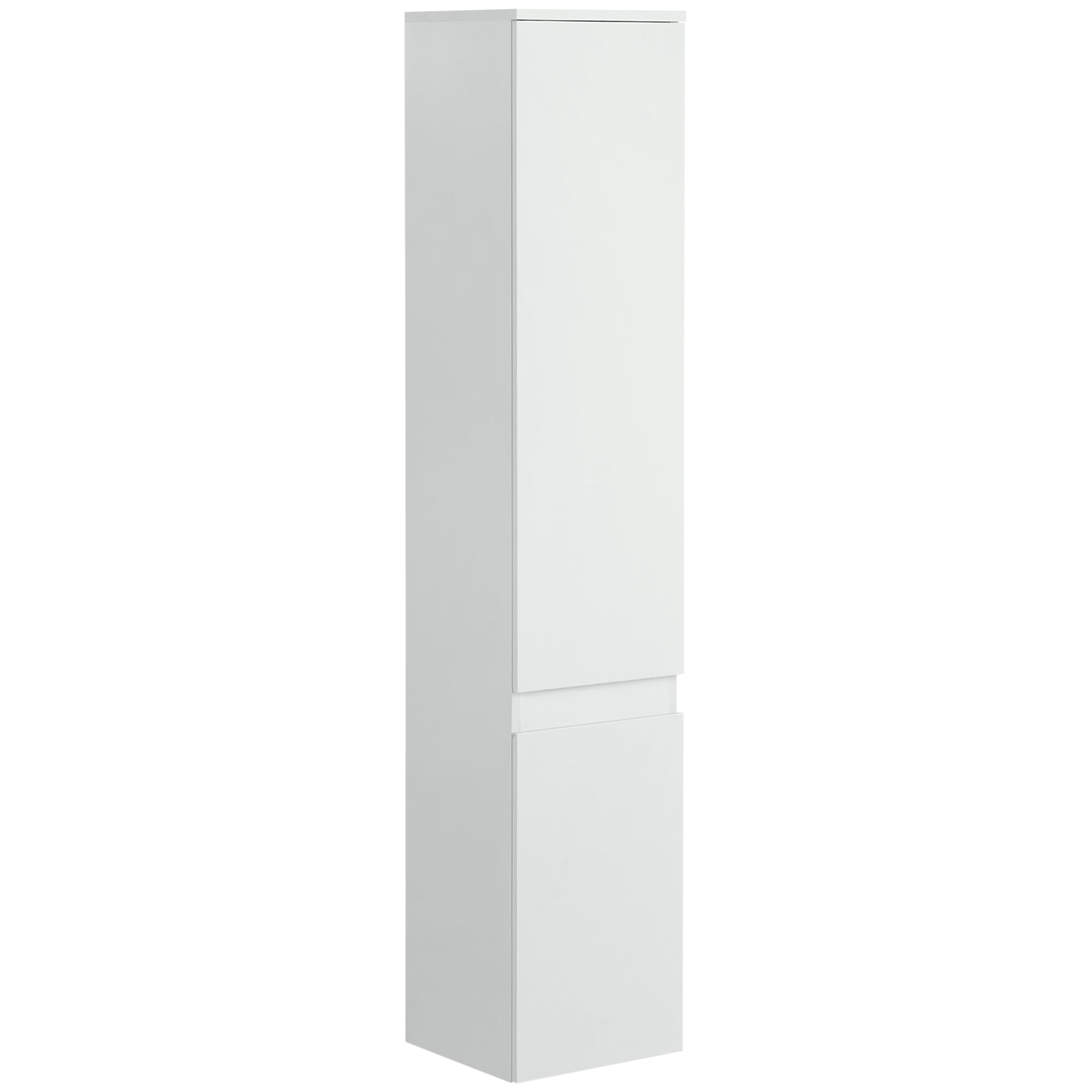 5-Tier Slim Bathroom Linen Cabinet with Adjustable Shelves & Built-in Finger Pull, White