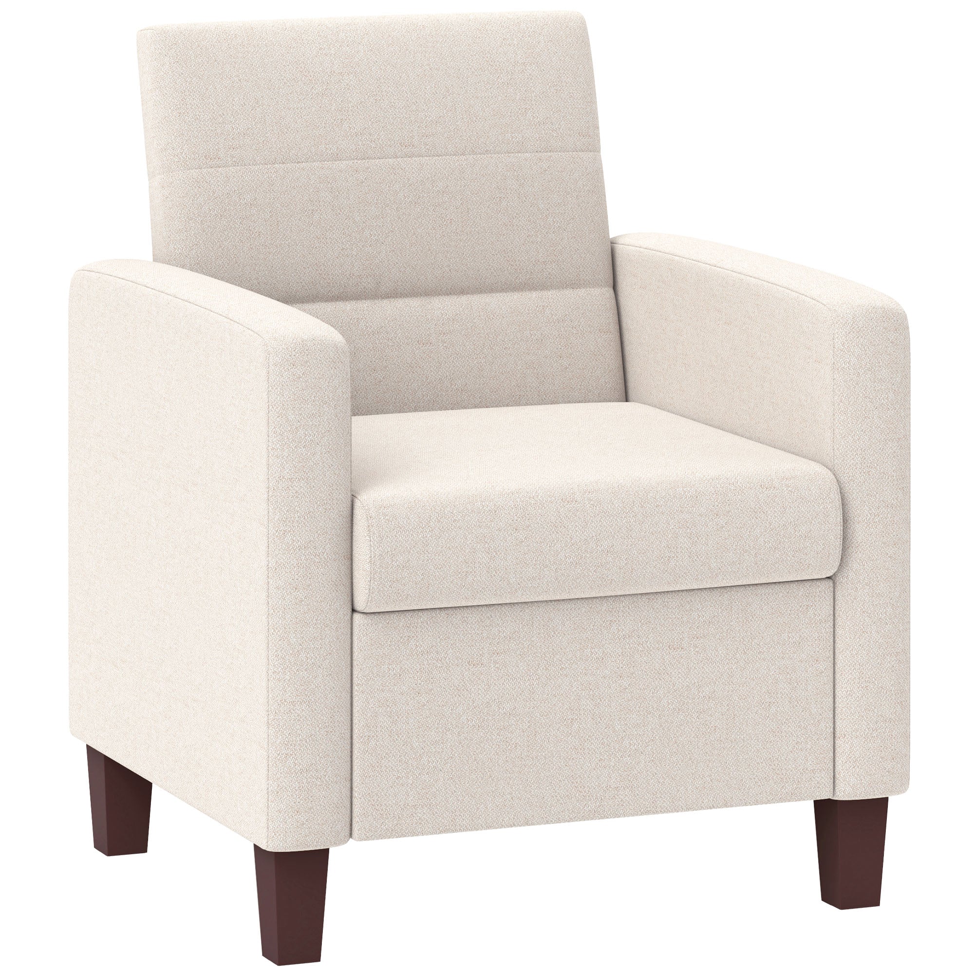 Modern Fabric Accent Chair with Seat Cushion & Non-Slip Pads, Cream White