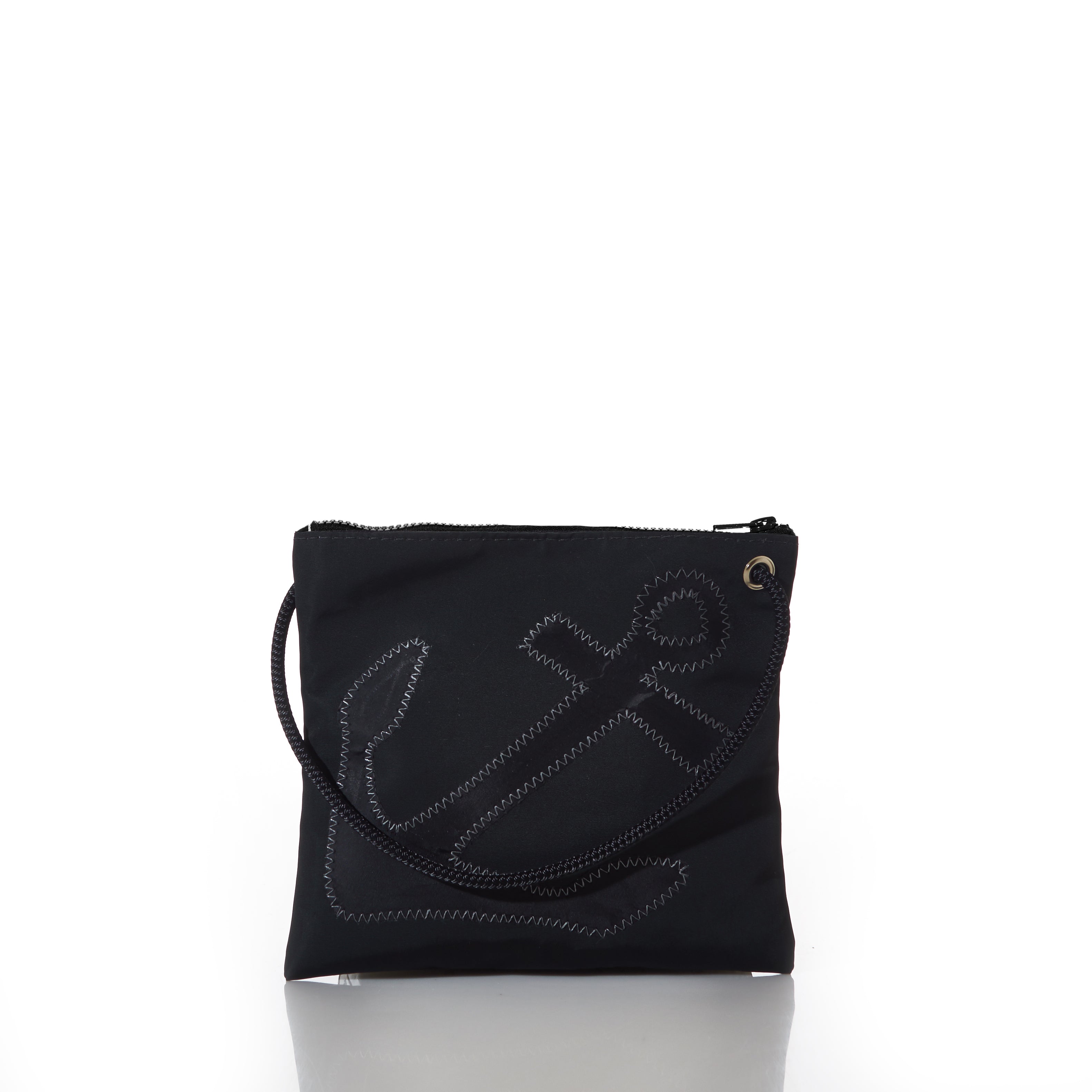 Black-on-Black Anchor Slim Crossbody Handmade in Maine from Recycled Sails