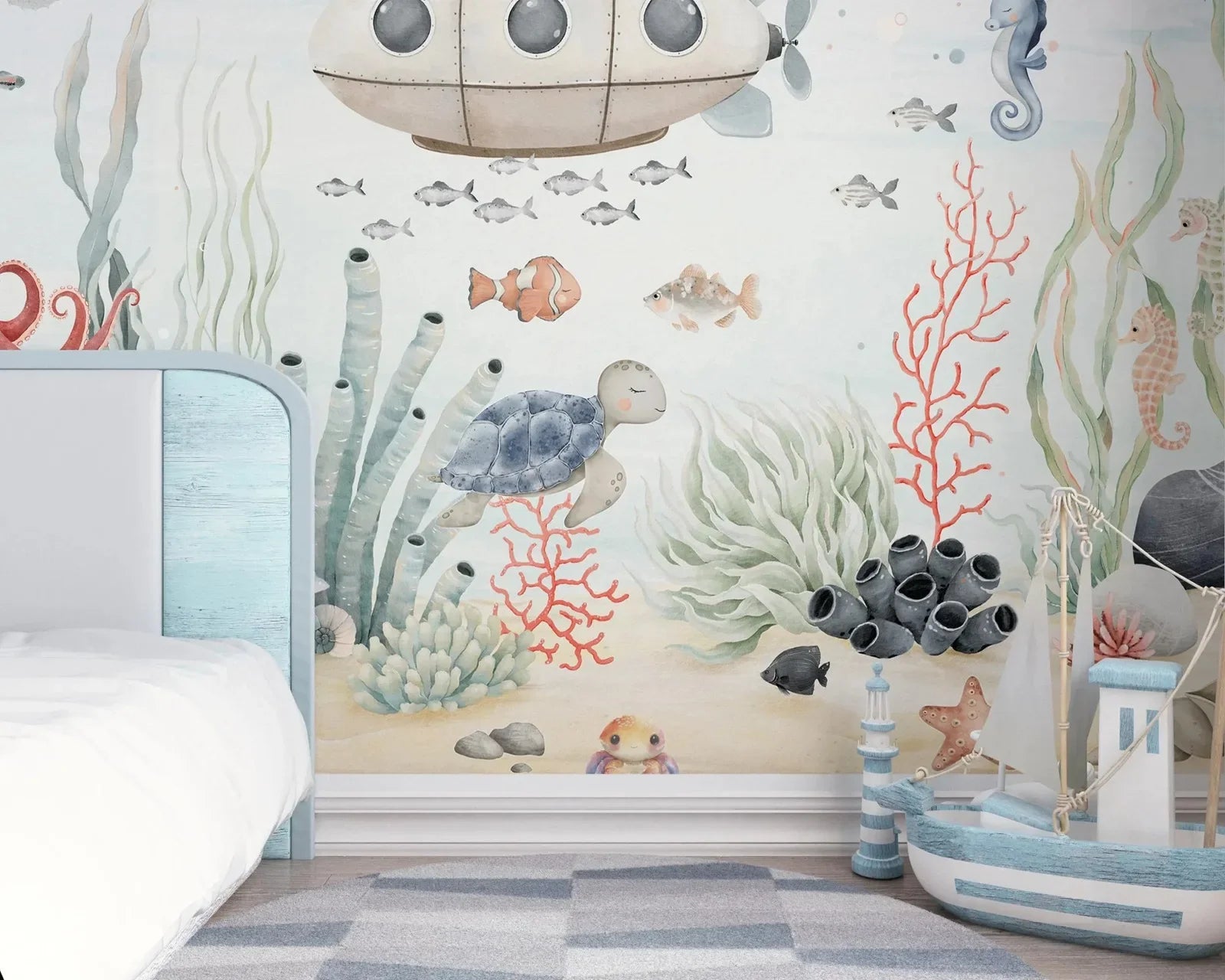 Underwater Sea World Nursery Wallpaper