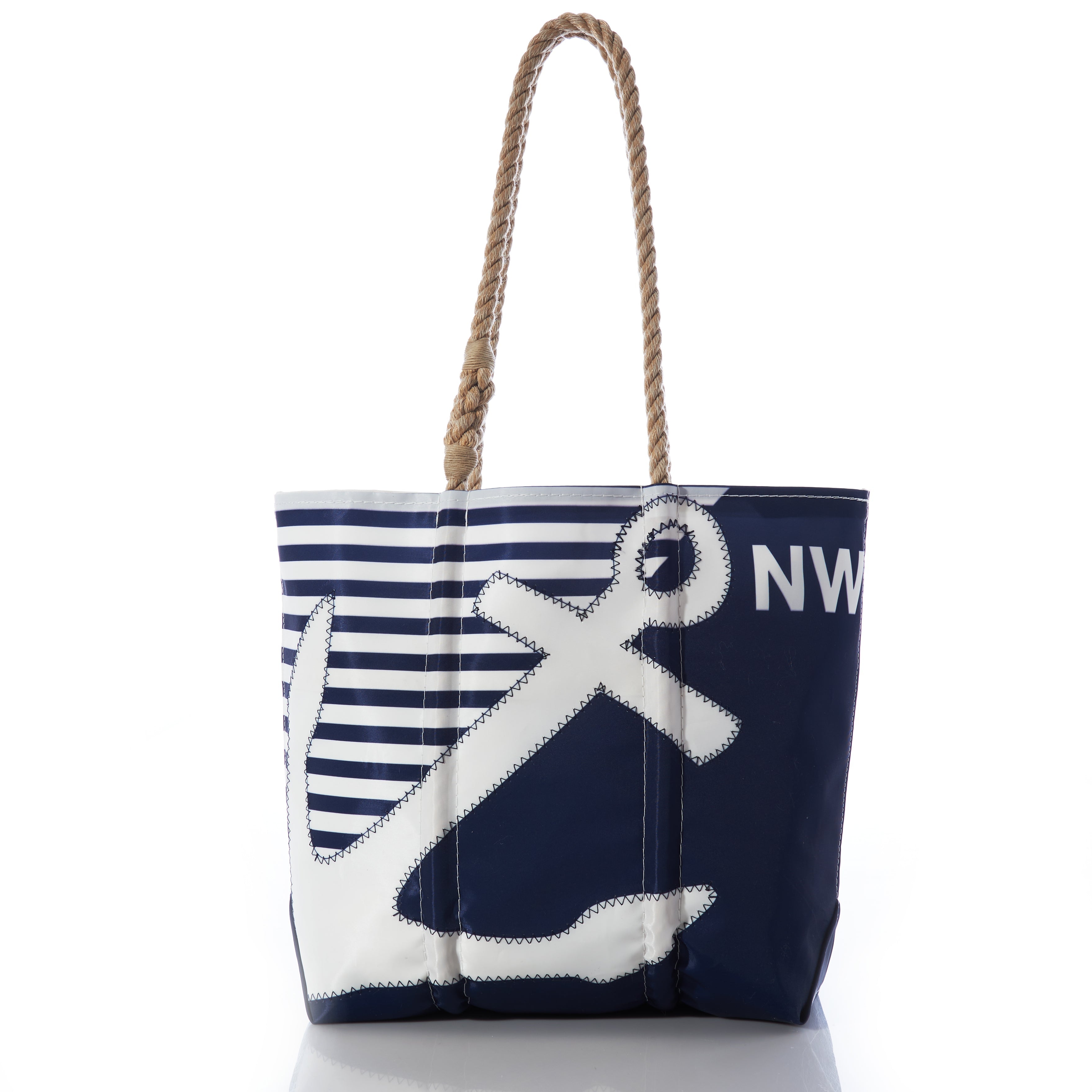 Custom Monogram Breton Stripe Anchor Medium Tote Handmade in Maine from Recycled Sails