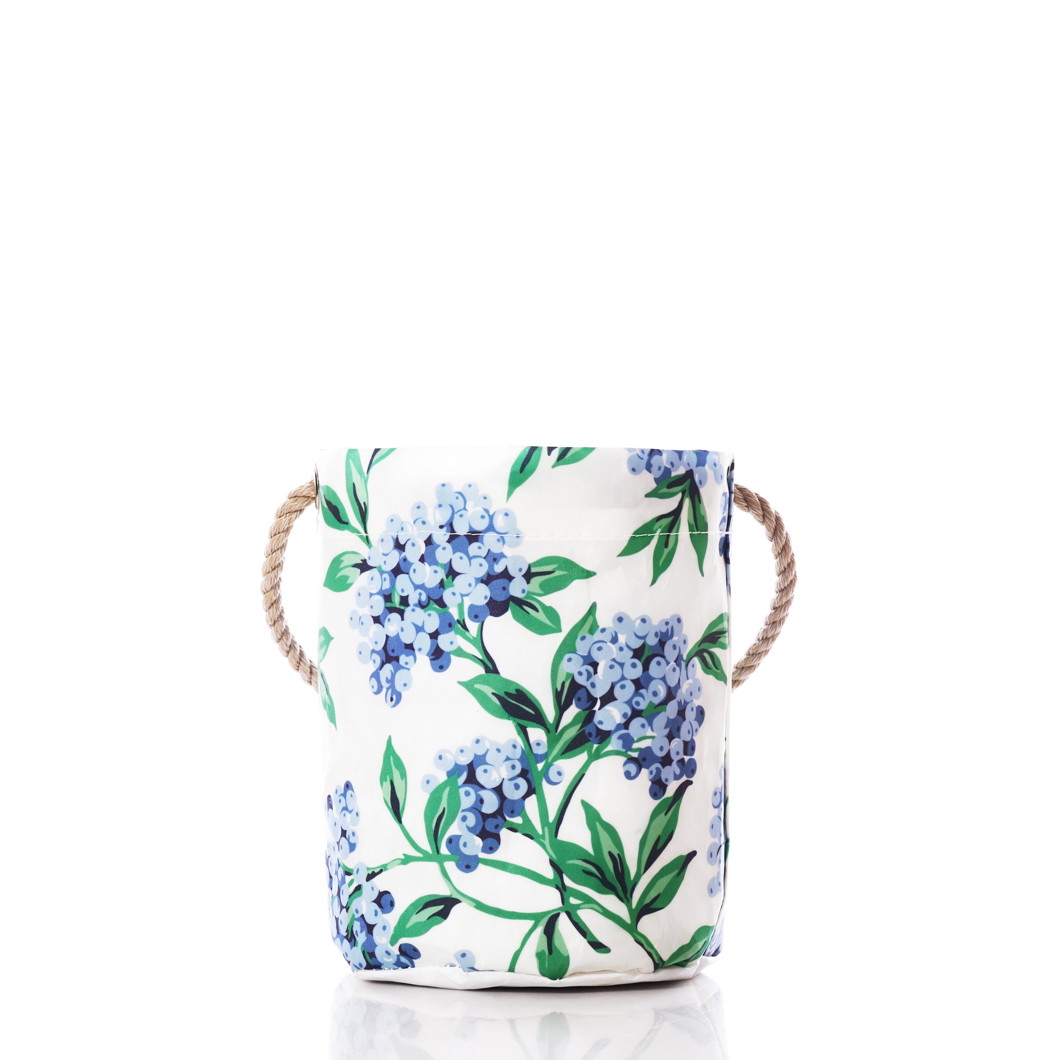 Blueberry Print Bucket Bag Handmade in Maine from Recycled Sails