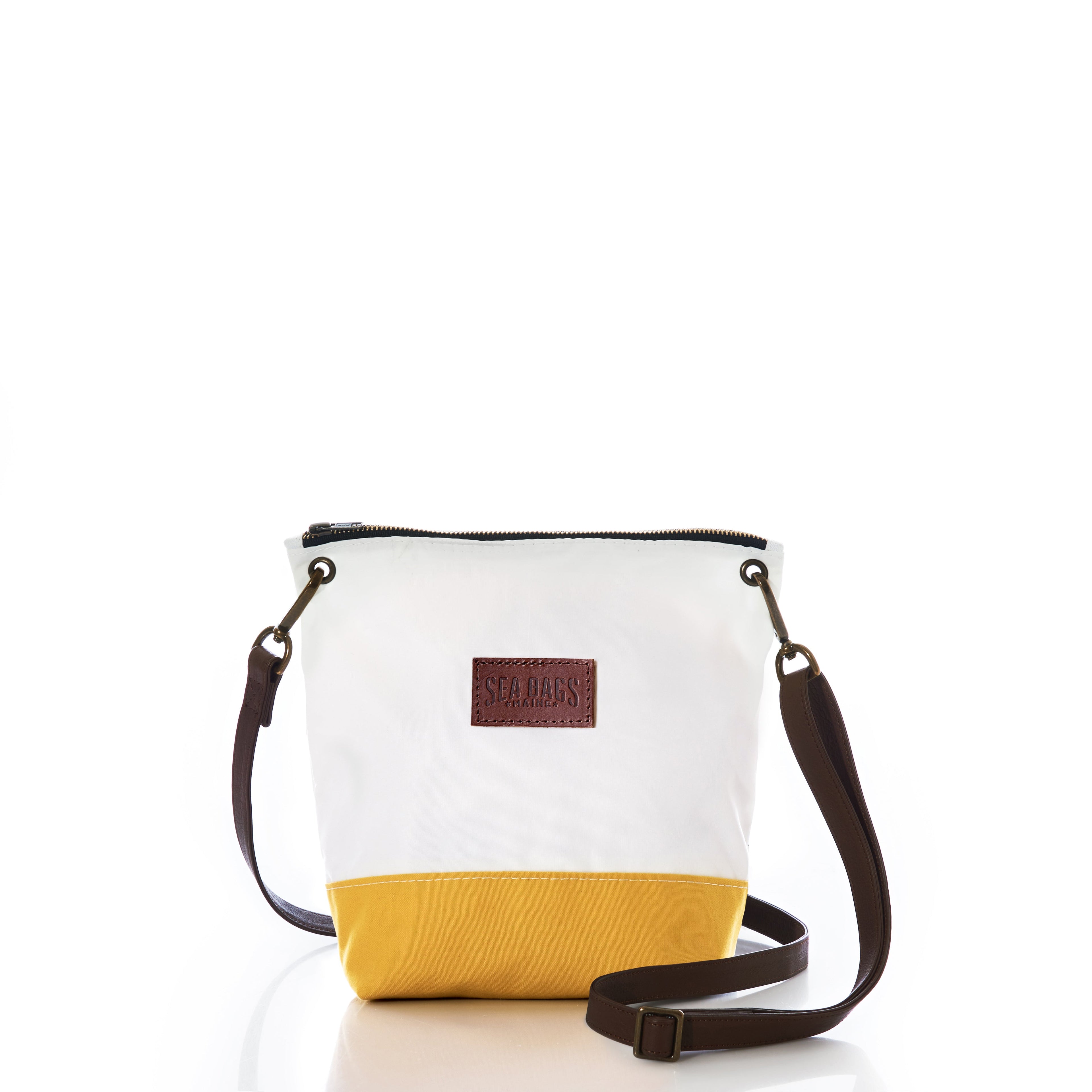 Golden Yellow Chebeague Crossbody Bag Handmade in Maine from Recycled Sails