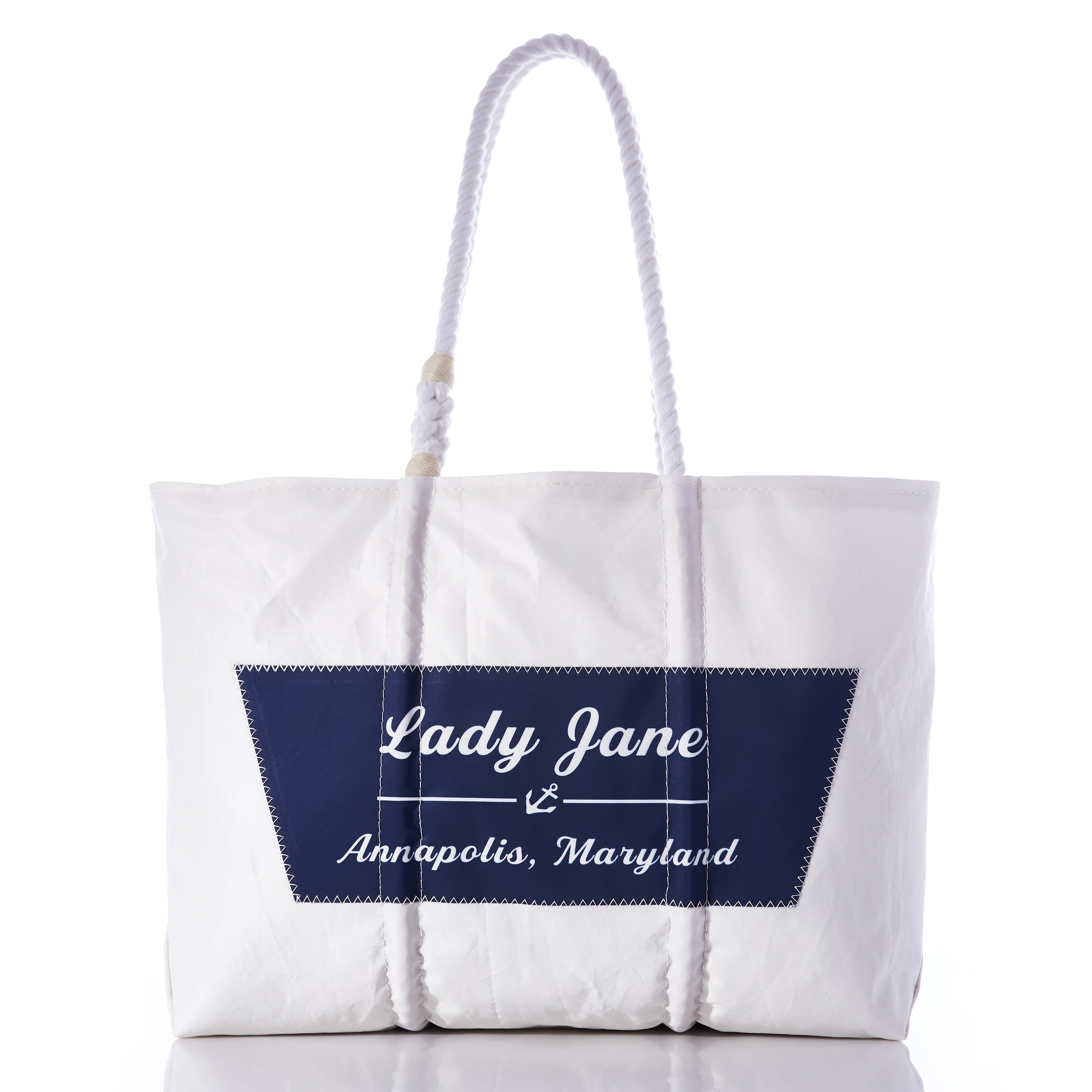 Custom Boat Name Tote Handmade in Maine from Recycled Sails