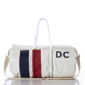 Custom Monogram Vertical Stripe Duffel Handmade in Maine from Recycled Sails