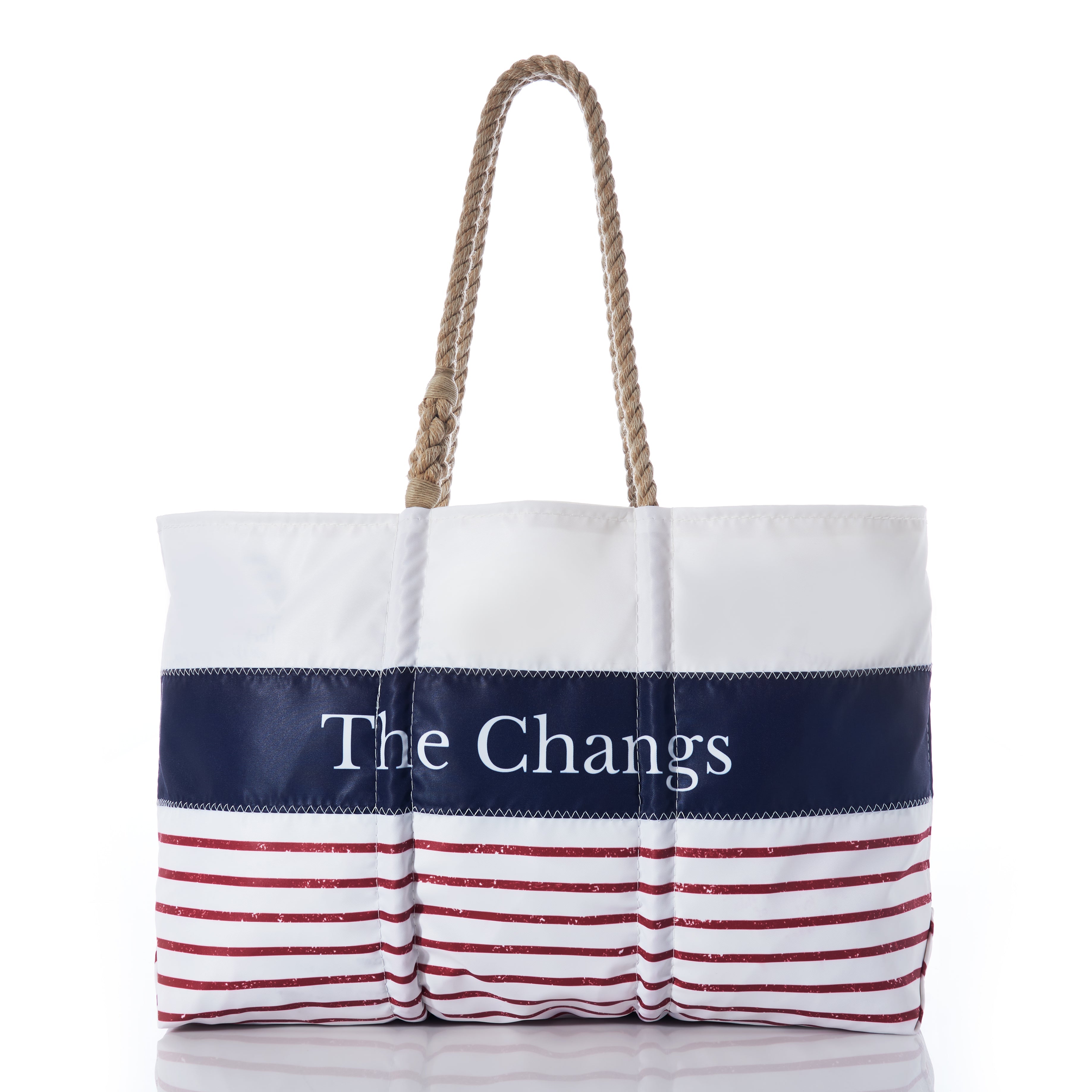 Custom Mariner Stripe Tote Handmade in Maine from Recycled Sails