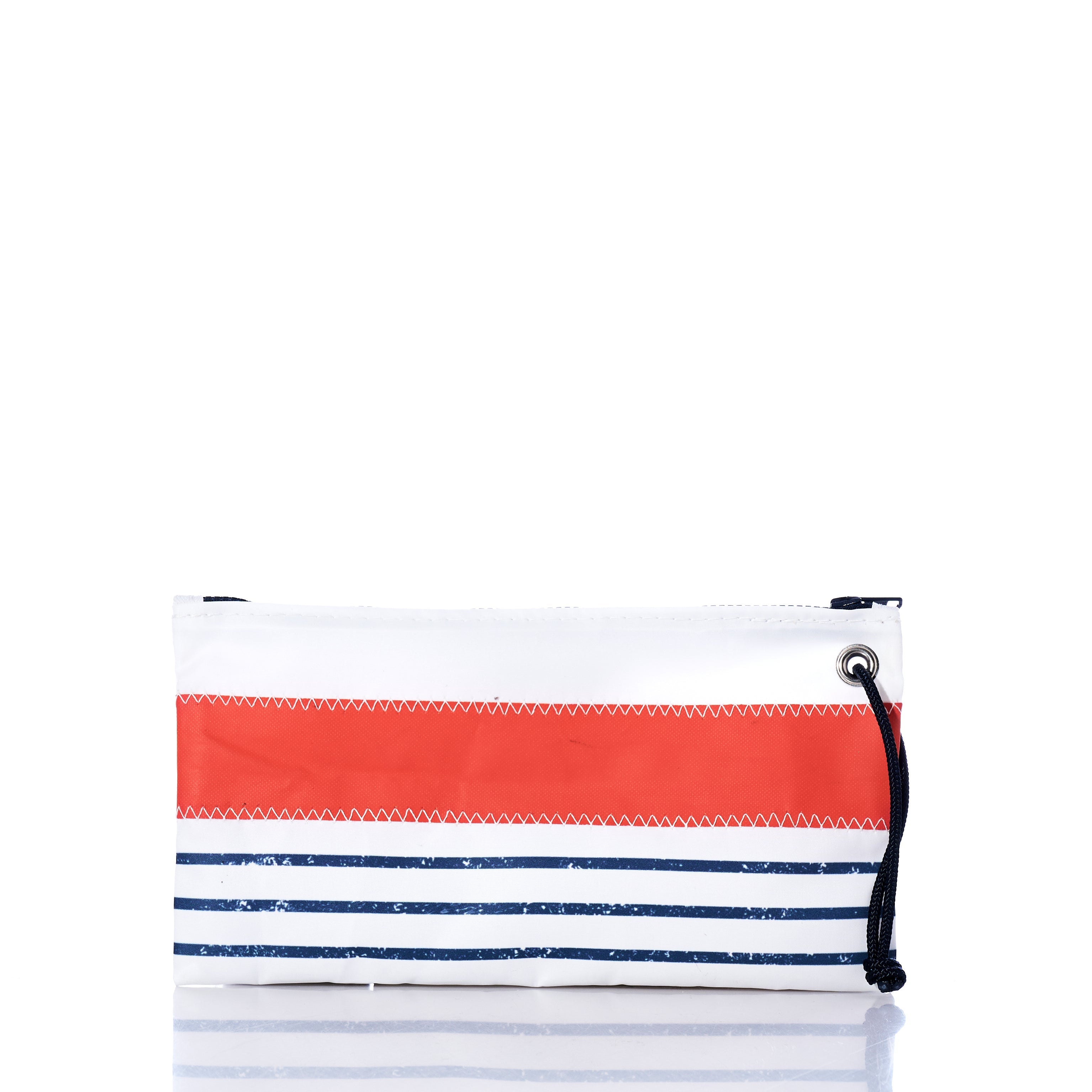 Trapline Mariner Stripe Large Wristlet - Orange Handmade in Maine from Recycled Sails