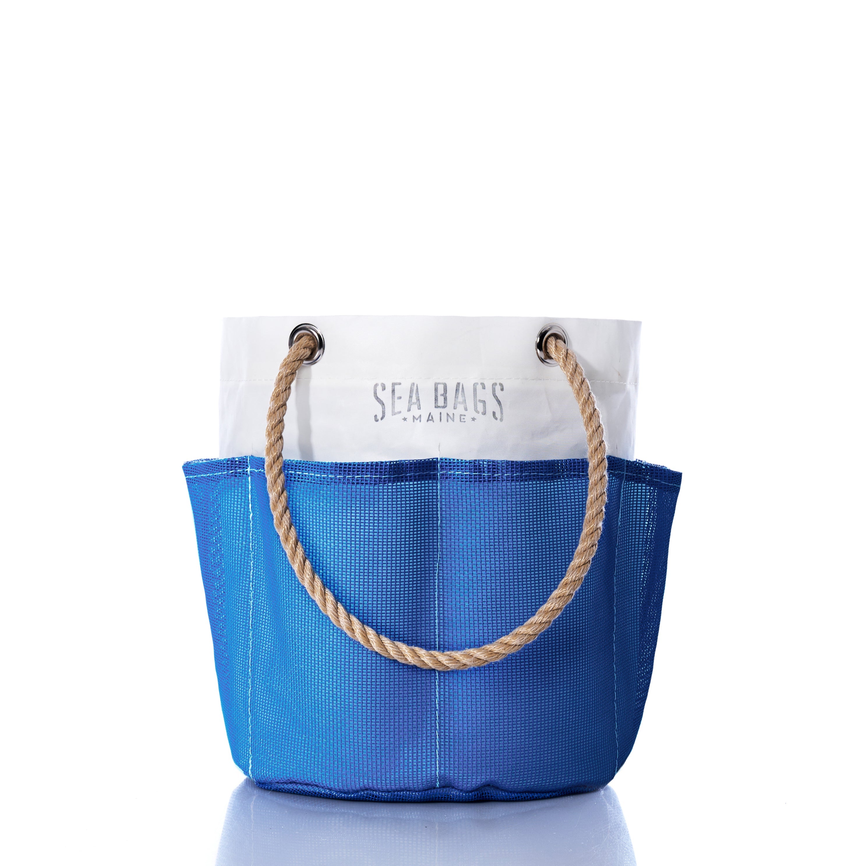 Harbor Blue Gardener's Bucket Bag Handmade in Maine from Recycled Sails