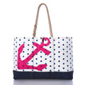 Fuchsia Anchor & Summer Dots Ogunquit Beach Tote Handmade in Maine from Recycled Sails