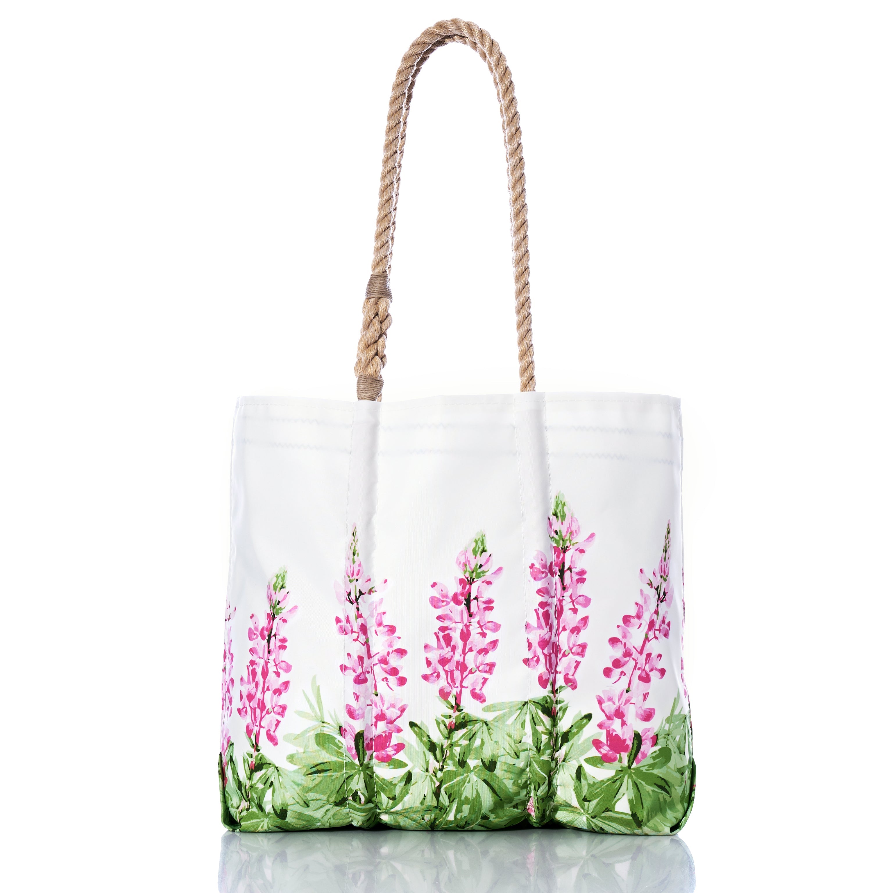 Pink Lupine Medium Tote Handmade in Maine from Recycled Sails