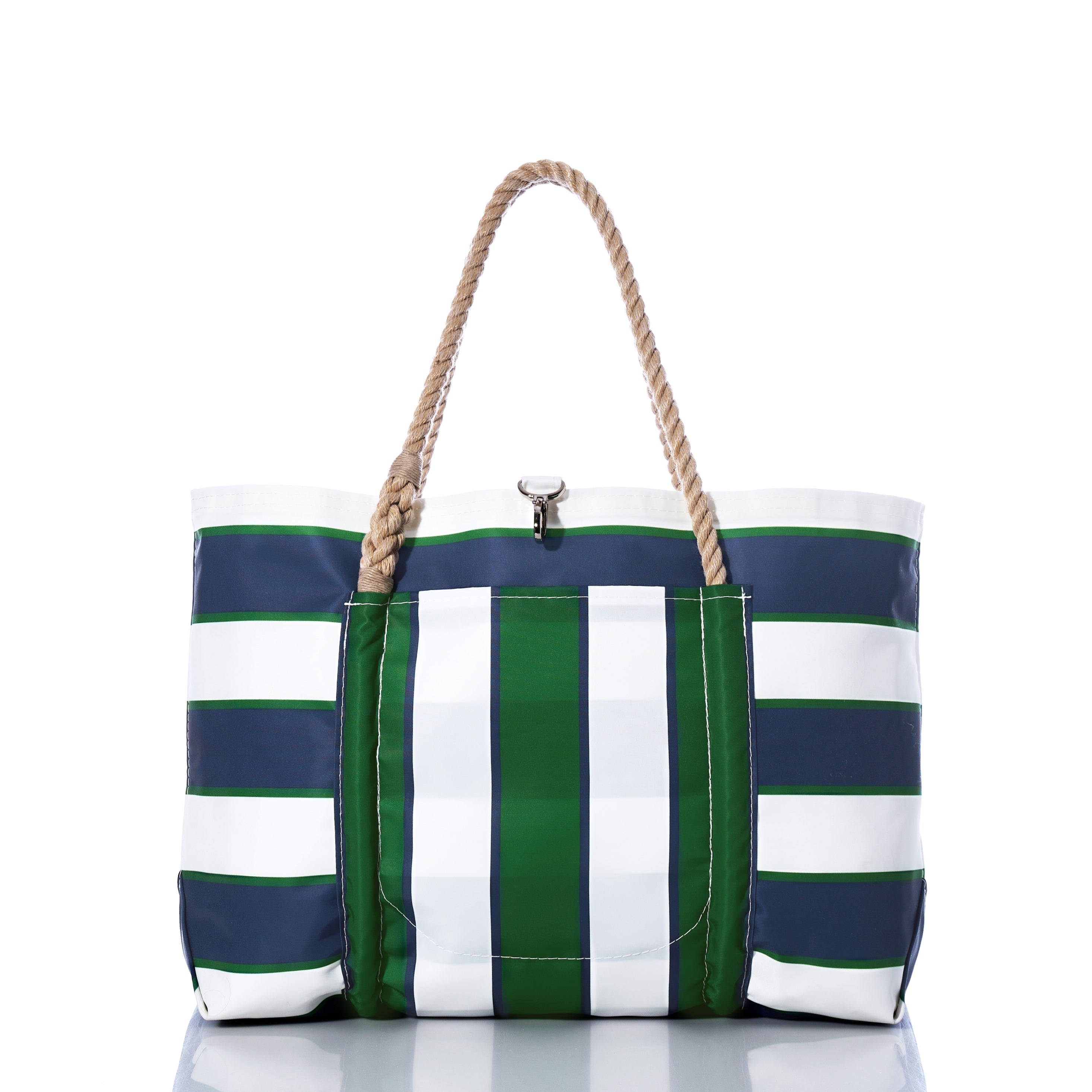 Preppy Stripe Pier Tote Handmade in Maine from Recycled Sails