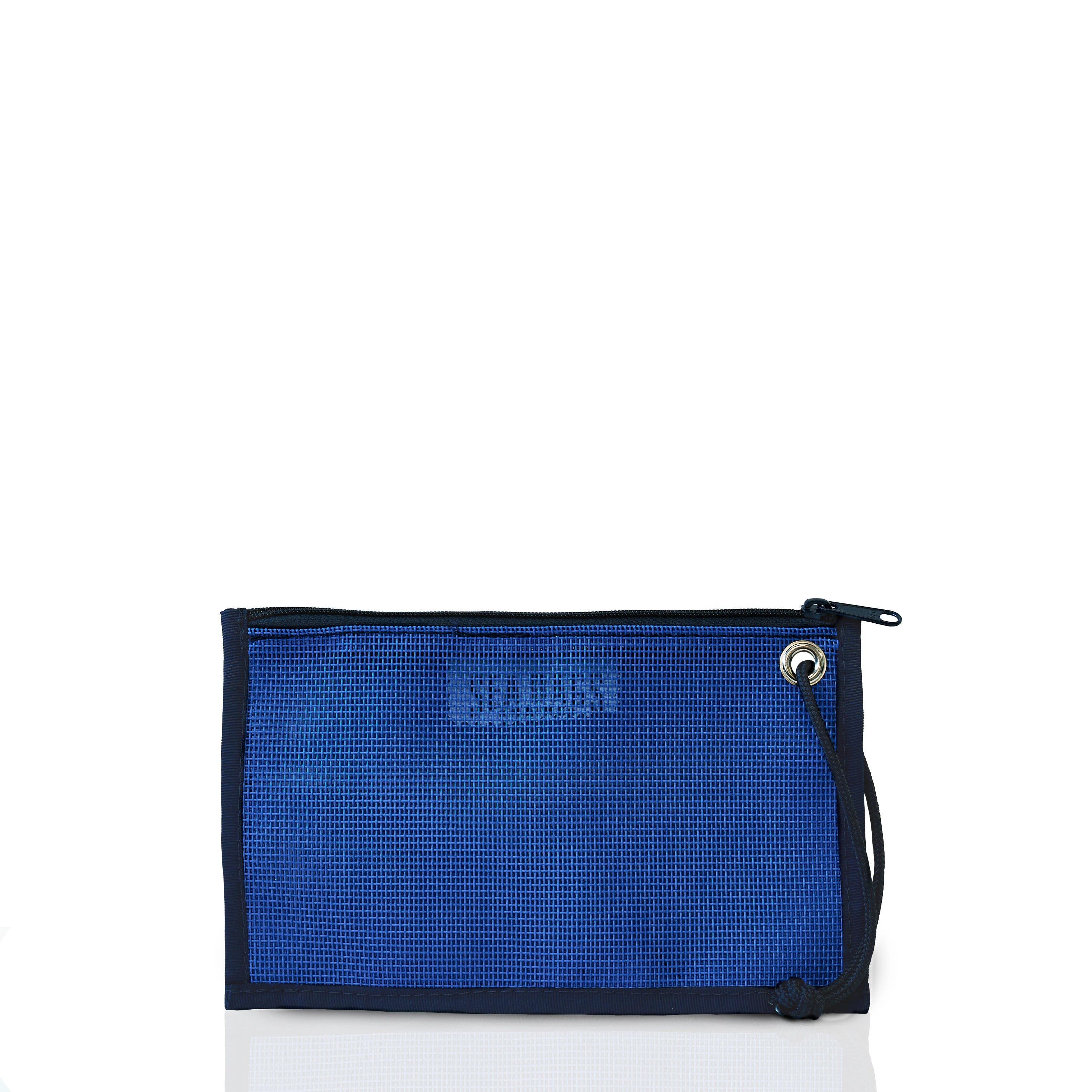 Harbor Blue Mesh Tote Organizer Pouch Handmade in Maine from Recycled Sails