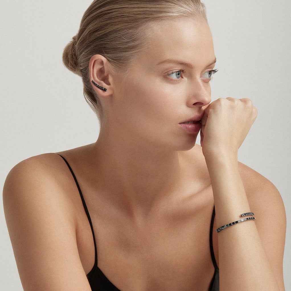 DASHA Medium Black Diamond Ear Cuff Single By ALINKA Fine Jewellery
