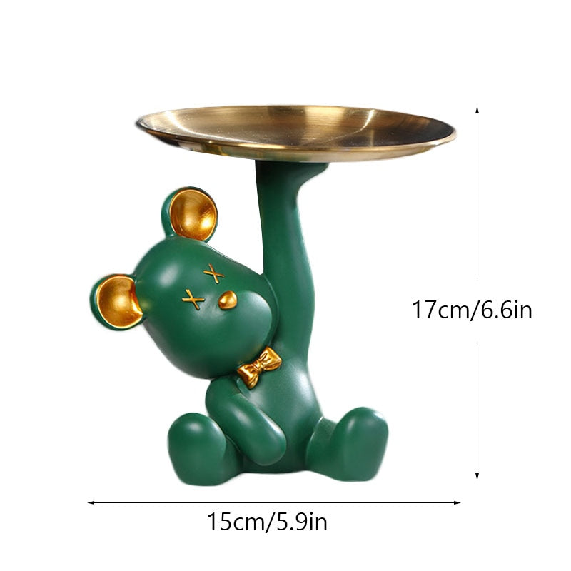 ArtZ® Bear Sculpture Table Tray - Green