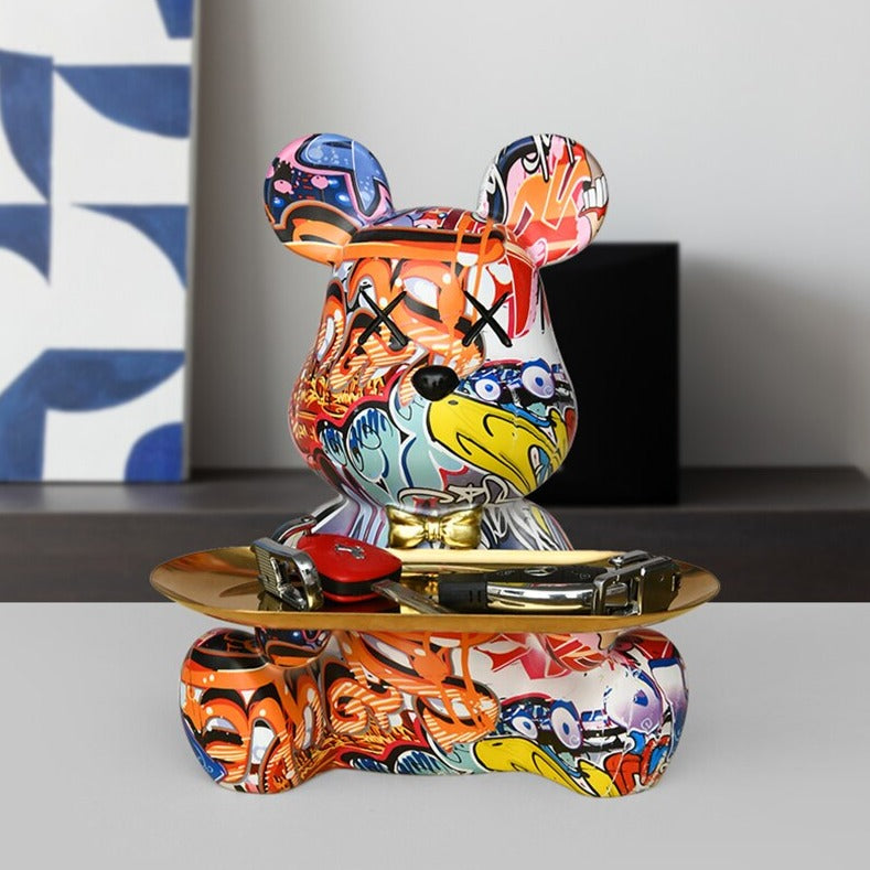 ArtZ® Bear Graffiti Painted Sculpture Table Tray - Graffiti